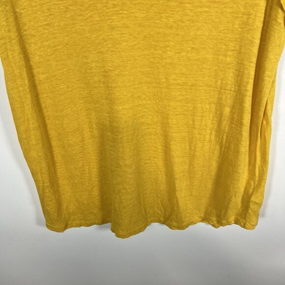 Rachel Zoe Shirt Women's Sz 1X Yellow Flutter Sleeve 100% Linen Casual Adult Top - Picture 3 of 9